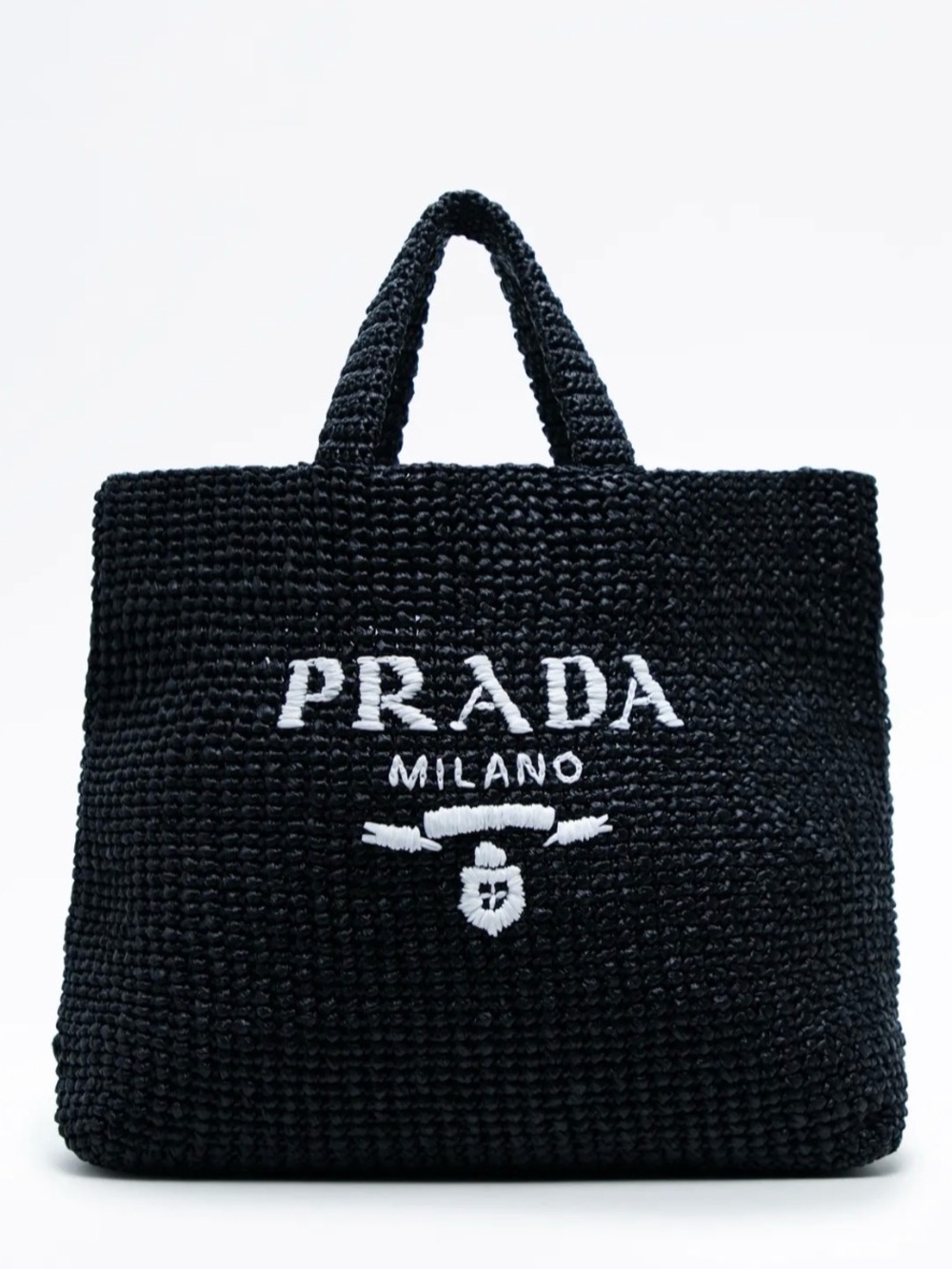 Prada Logo Raffia Tote Bag